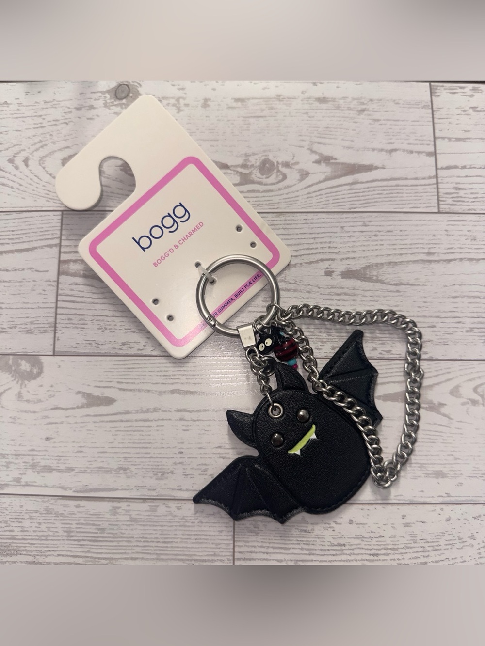 NWT BOGG Tiny Tote Keychain & Clip-on Bag Charm Black Bat Halloween New With Tag